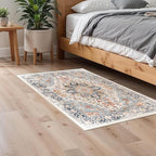 Enkor Area Soft Rugs 2x3 Washable Non Slip Boho Small Floor Entryway Rugs for Living Room Bedroom, Vintage Style Farmhouse Mat for Kitchen Orange & Black