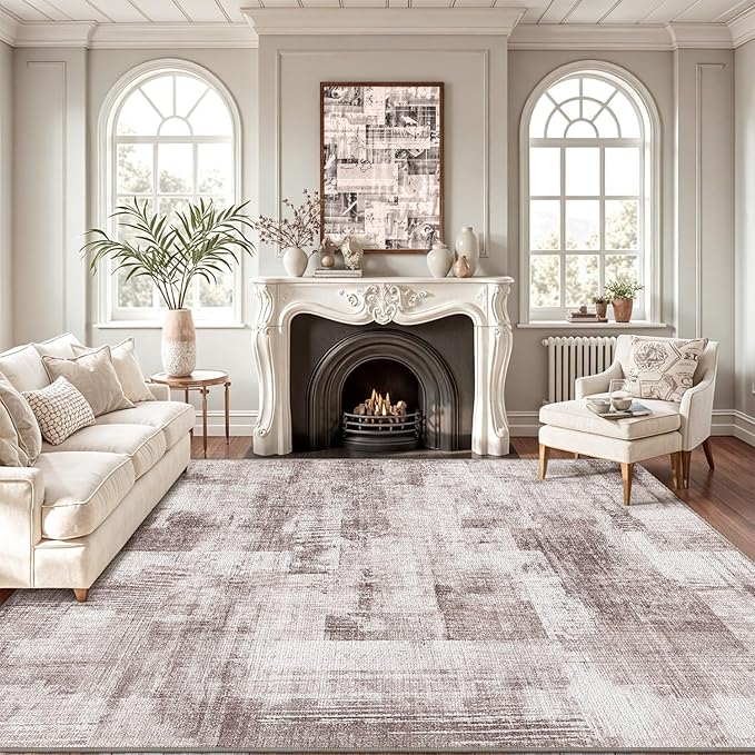 LUMI 8x12 Washable Low-Pile Area Rug for Living Room, Ultra Soft Modern Abstract Rugs Non Slip with Rubber Backing, High Traffic, Stain Resistant Carpets, Ideal for Bedroom, Dining Room, Indoor