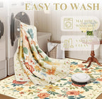 DUKINO 5x7 Area Rug, Floral Rugs for Living Room, Lightweight Non Slip Washable Rug, Indoor Low Pile & Non-Shedding Boho Design Rugs for Bedroom, Living Room, Dining Room, Beige Yellow
