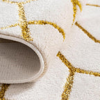 Marilyn Monroe Glam Collection Area Rug - Trellis (7' 10" Round, White Gold/ Gold)