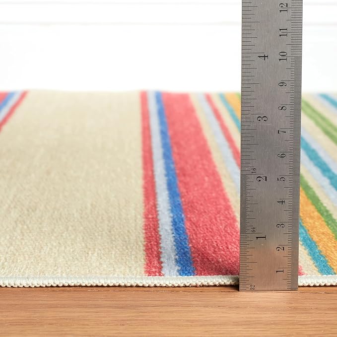 Dash & Albert Cady Stripe Multi Machine Washable Rug, Runner-2.5 X 8 Feet, Multicolored Stripe Pattern - Premium Luxury Hotel Quality Soft Breathable Hypoallergenic Machine Washable Easy Care All