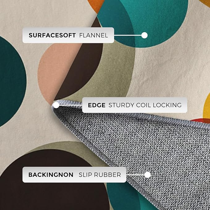 Mid Century Modern Rugs for Home Decor, 7x9 ft, Boho Geometric Circle Area Rugs for Living Room, Soft Non Slip Washable Abstract Geometry Carpet Bedroom Decorations Dt-Ghf-19