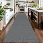 IOHOUZE Washable Exrea Long Hallway Runner Rug 3x16 Non Slip Rubber Backed Kitchen Runner Entryway Runner Indoor, Woven Rugs Floor Carpet for Kitchen Hall Entryway Stair, Dark Grey