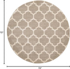 Rugs.com Lattice Collection Rug – 6 Ft Round Light Brown Medium Rug Perfect for Kitchens, Dining Rooms
