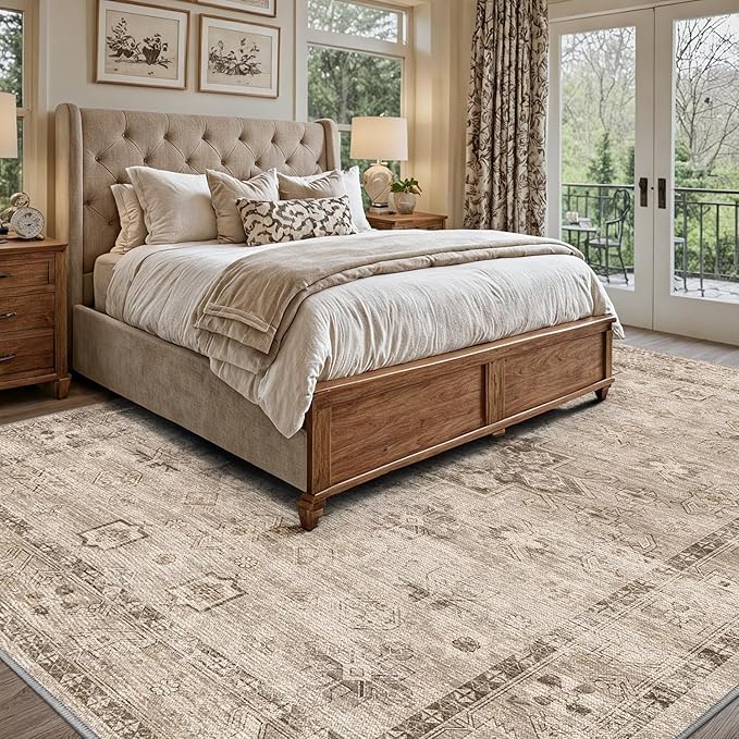 LUMI 5x8 Washable Area Rug for Living Room, Ultra Soft Traditional Vintage Rugs Non Slip with Rubber Backing, Low Profile, High Traffic, Stain Resistant Carpets, Ideal for Bedroom, Dining Room, Indoor