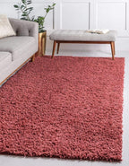 Unique Loom Davos Shag Collection Area Rug - Solid (9' 10" x 13' Rectangle, Poppy)