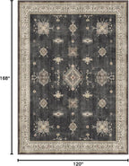 RUGGABLE Washable Vintage Area Rug – Verena Dark Wood 10x14, Stain-Resistant, Non-Slip – Large Machine Washable Rugs for Living Room, Bedroom, Hallway, Entryway & Office–with Cushioned Pad