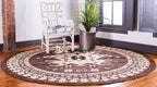 Unique Loom Taftan Collection Border Geometric Tribal Inspired Design Area Rug (8' 0 x 8' 0 Round, Brown/ Tan)
