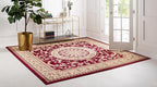 Unique Loom Versailles Collection Traditional Classic Medallion Floral Motif Area Rug (4' 0 x 4' 0 Square, Burgundy/ Ivory)