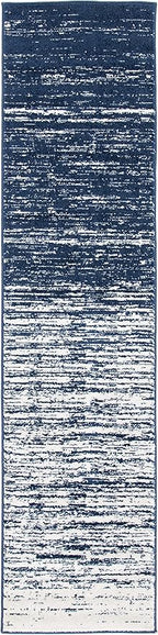SAFAVIEH Adirondack Collection Runner Rug - 2'6" x 10', Navy & Ivory, Modern Ombre Design, Non Shedding & Easy to Clean, Ideal for Hallway, Foyer, Kitchen, Entryway, Bedroom (ADR113N)