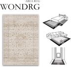 2x6 Washable Beige Runner Rug Vintage Hallway Kitchen Carpet Non-Slip Soft Low Pile Distressed Throw Rug for Bedroom Bathroom Laundry Living Room