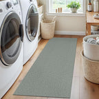EARTHALL Washable Runner Rug 2x5 Ft Non Slip Runners for Hallways Cotton Rubber Backed Kitchen Runner Braided Indoor Floor Carpet Runners for Entryway, Hallway, Kitchen, Bedroom, Green/Grey