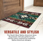 YHSF South West Native American Area Rug C318 - Easy Clean, Thick, Soft, Durable Native Tribal American Indian Inspired Rug for Bedroom/Living Room and More - Hunter Green, 2 Feet x 3 Feet 4 Inches