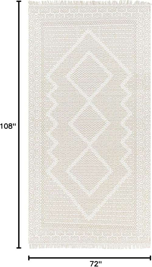 Mark&Day Wool Rugs, 6x9 Nishnabotny Cottage Medium Beige Area Rug, Beige Carpet for Living Room, Bedroom or Kitchen (6' x 9')