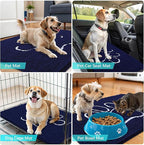 OLANLY Dog Door Mat for Muddy Paws 40x32, Paw Print Design, Absorbs Moisture and Dirt, Absorbent Non-Slip Washable Doormat, Quick Dry Chenille Mud Mat for Dogs, Entry Indoor Entryway Carpet, Navy Blue