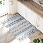 BESTSWEETIE 2x3 Area Rugs for Living Room Washable Moroccan Farmhouse Neutral Geometric Low Pile Non-Slip Soft Print Pattern Rug for Bedroom Kitchen Dining Room Entryway Blue/Brown