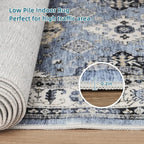 Dripex Vintage Washable Area Rug - 3x5 Entryway Rug for Indoor Door Mat Low-Pile Non-Slip Bedside Rug Bedroom Oriental Medallion Floral Print Carpet Soft Accent Rug Farmhouse Office Home Decor