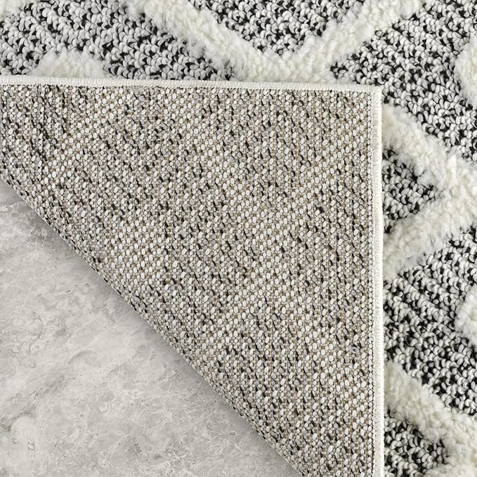 Antep Rugs Palafito 2x5 Geometric Shag Diamond High-Low Pile Textured Indoor Area Rug (Gray, 2' x 5')