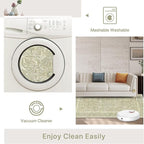 5x7 Area Rug Machine Washable Boho Rug for Living Room,Ultra-Thin Low Pile Carpet,Lightweight Indoor Printed Rug,Non Slip Floral Area Rug for Bedroom, Dining Room, Home Office,Taupe