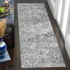 vivorug Runner Rug 2'x8' Machine Washable Non-Slip Runners for Hallways Kitchen Entryway Laundry Room Vintage Medallion Carpet Hallway Runner Grey