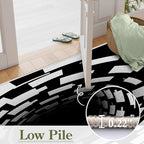 3D Illusion Swirl Area Rugs, 5x6ft, Modern Abstract Grid Black Hole Living Room Carpet, Geometric Black White Check Washable Carpets, Ultra Soft Cozy Shed Resistant Mat for Indoor