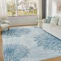 WITSHOCK 10x12 Washable Rug for Living Room,Modern Floral Distress Print Pattern Area Rugs,Stain Resistant with Non Slip Backing Carpet for Dining Room,Bedroom & Home Decor,Blue/Light Blue