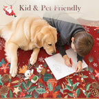 Wonnitar Christmas 5x7 Area Rugs, Red Floral Rugs for Living Room, Non-Slip Soft Bedroom Rug, Washable Low Pile Snowflake Holiday Decor Rugs Carpet for Dining Room Bedside(Christmas Red,5'x7')