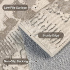 Washable Rug 3x5 Area Rug for Living Room Bedroom, Modern Abstract Throw Rug Indoor Floor Carpets Low Pile No Shed Non-Slip with Rubber Backing Dining Room Kitchen Office (Light Brown, 3'x5')