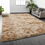 Shag Area Rug, 4 X 6 Tie-Dyed Plush Fuzzy Rugs for Living Room, Ultra Soft Fluffy Furry Rug for Bedroom, Indoor Carpet Nursery Rugs for Kids Room Home Decor, Beige