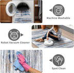 3x12 Washable Hallway Runner Rug: Extra Long Runners for Entryway Living Room Dining Room - Stain and Water Resistant Rugs with Non-Slip Backing - Soft Low-Pile Carpet 12ft Navy Grey