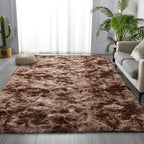 Large Shag Area Rugs 9 x 12, Tie-Dyed Plush Fuzzy Rugs for Living Room, Ultra Soft Fluffy Furry Rug for Bedroom, Indoor Carpet Nursery Rugs for Kids Room Home Decor, Coffee