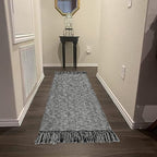 Collive Hallway Runner Rug, 2' x 6' Hand-Woven Reversible Washable , Black Cotton Modern Farmhouse Laundry Room Rug Long Carpet for Bathroom Sink Foyer Bedroom