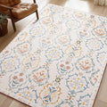 Phantoscope Washable Area Rug 6'x9' Non-Slip, Vintage Floral Boho Rugs for Living Room, Bedroom, DiningRoom, Soft Botanical Moroccan Pattern, Low-Pile Foldable Floor Carpet, Ivory Pink/Boho Garden