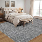 RUGSREAL Washable Contemporary Area Rug 5x7 Bedroom Large Area Rug Low-Pile Solid Modern Throw Carpet Non-Slip Stain Resistant Home Office Solid Rug for Living Room Bedroom Kids Room, 5' x 7' Grey
