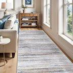 4x8 Wide Washable Runner Rug: Easy-to-Clean Runners for Hallway Entryway Kitchen Bedroom Living Room - Stain and Water Resistant Rugs with Non-Slip Backing - Soft Low-Pile Carpet Beige Grey