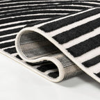 JONATHAN Y Hallie High-Low Curve Black/White 3x5 Indoor Area Rug, Minimalist Geometric, Modern, Non-Shedding, Stain Resistant for Bedroom, Living Room, Kitchen (SCN100F-3)