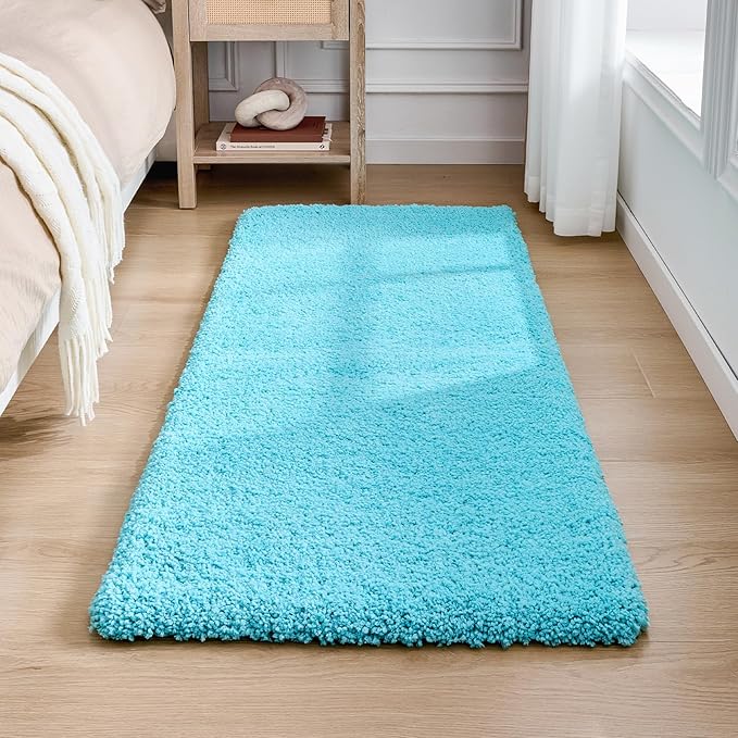 Bathroom Runner Rug 24x59 Teal Non Slip Fluffy Long Bath Mat for Bathroom Floor Washable Plush Luxury Bath Rug for Tub Absorbent Shower Sink Mat Bedside Rug