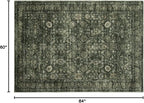 Morebes Washable Green 5x7 Area Rugs, Vintage Soft Bedroom Rug Non Slip, Non-Shedding Distressed Indoor Floor Throw Carpet for Bathroom Kitchen Living Dining Room Playroom Farmhouse Christmas Decor