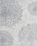 WITSHOCK 7x10 Washable Rug for Living Room,Modern Floral Distress Print Pattern Area Rugs,Stain Resistant with Non Slip Backing Carpet for Dining Room,Bedroom & Home Decor,Grey White