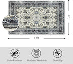 Area Rug Non Slip Machine Washable Ultra Soft Living Room/Bedroom/Kitchen/Outdoor/Classroom White Gray, 4'×6'
