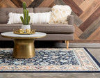 Unique Loom Sialk Hill Collection Area Rug - Washington (9' 10" x 13' Rectangle Navy Blue/Cream)