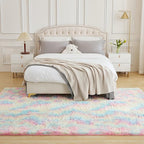 Andency 6x9 Area Rugs, Large Shag Fluffy Soft Shaggy Rugs for Living Room Bedroom, Non-Slip Tie-Dyed Rainbow Thick Plush Carpet for Kids Girls and Boys, Dorm Nursery Home Decor Aesthetic