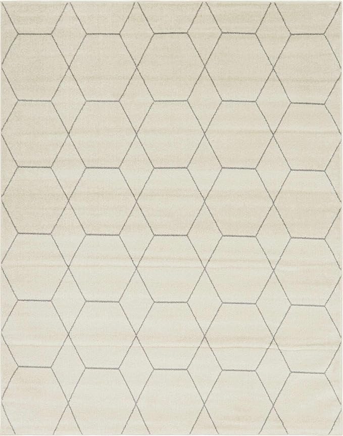 Unique Loom Trellis Frieze Collection Area Rug - Geometric (8' x 10', Ivory/ Gray)
