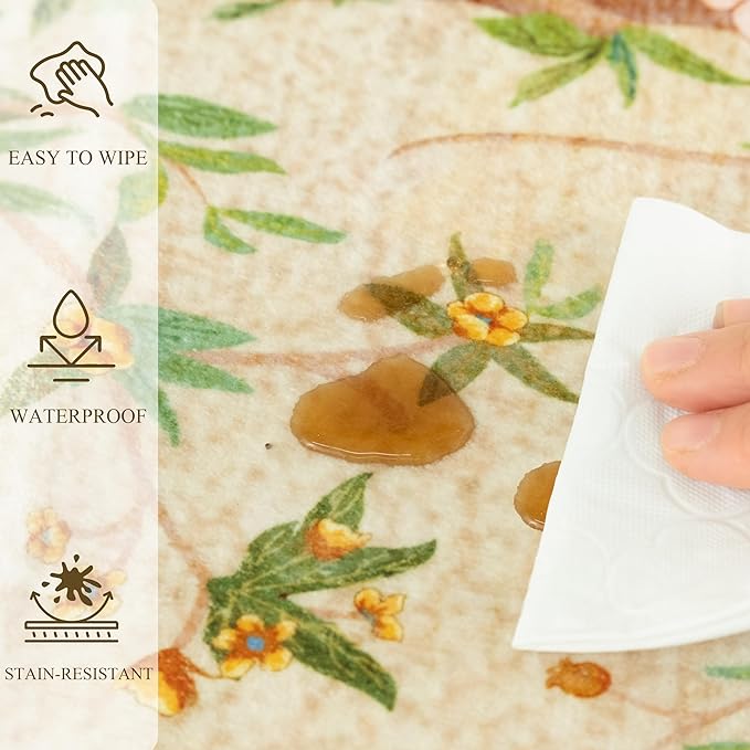 Door Mat Entryway Rug 2x3, Machine Washable Non-Slip Small Area Rug, Boho Floral Low Pile Throw Rugs for Entrance, Front Door, Entry, Kitchen, Kids Room（Beige）