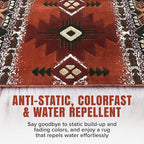 YHSF South West Native American Area Rug C318 - Easy Clean, Thick, Soft, Durable Native Tribal American Indian Inspired Rug for Bedroom/Living Room and More - Rust, 2 Feet x 7 Feet