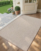 Color&Geometry Ultra-Thin Indoor Door Mat, 36"x56" Low-Profile Non-Slip Entryway Rug with Modern Geometric Texture, Washable Doormat for Indoor Entrance, Front Door, Khaki (Rolled-up NO Creases)