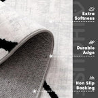 YIHOUSE Modern Washable Area Rug for Living Room Bedroom - Large Abstract Black and White Rug Non-Slip Ultra-Thin Home Decor (Warping, 9'x12')