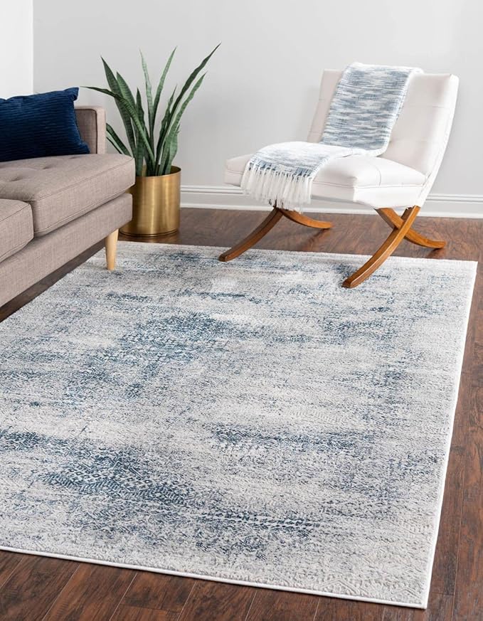 Unique Loom Finsbury Collection Area Rug - Sarah (4' 1" x 6' 1" Rectangle, Blue/ Ivory)