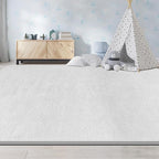 Large Area Rugs for Living Room Bedroom, 6x9 Feet White Rug, Minimalist Modern Shag Rug, Soft Thick Comfy Memory Foam Indoor Carpet, Non-Slip Washable Rug for Boys Girls Dorm Nursery Room Home Decor
