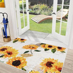 Sunflower Area Rug - 2' x 3' Vintage Oil Painting Artwork Small Rug Doormat Vintage Floral Non-Slip Washable Low-Pile Floor Carpet for Living Room Bedroom Dinning Room Kitchen Bathroom